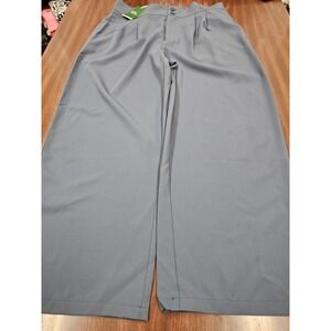 Halara NWT Women XL Petite Gray Blue Wide Leg Pleated Trouser Pants